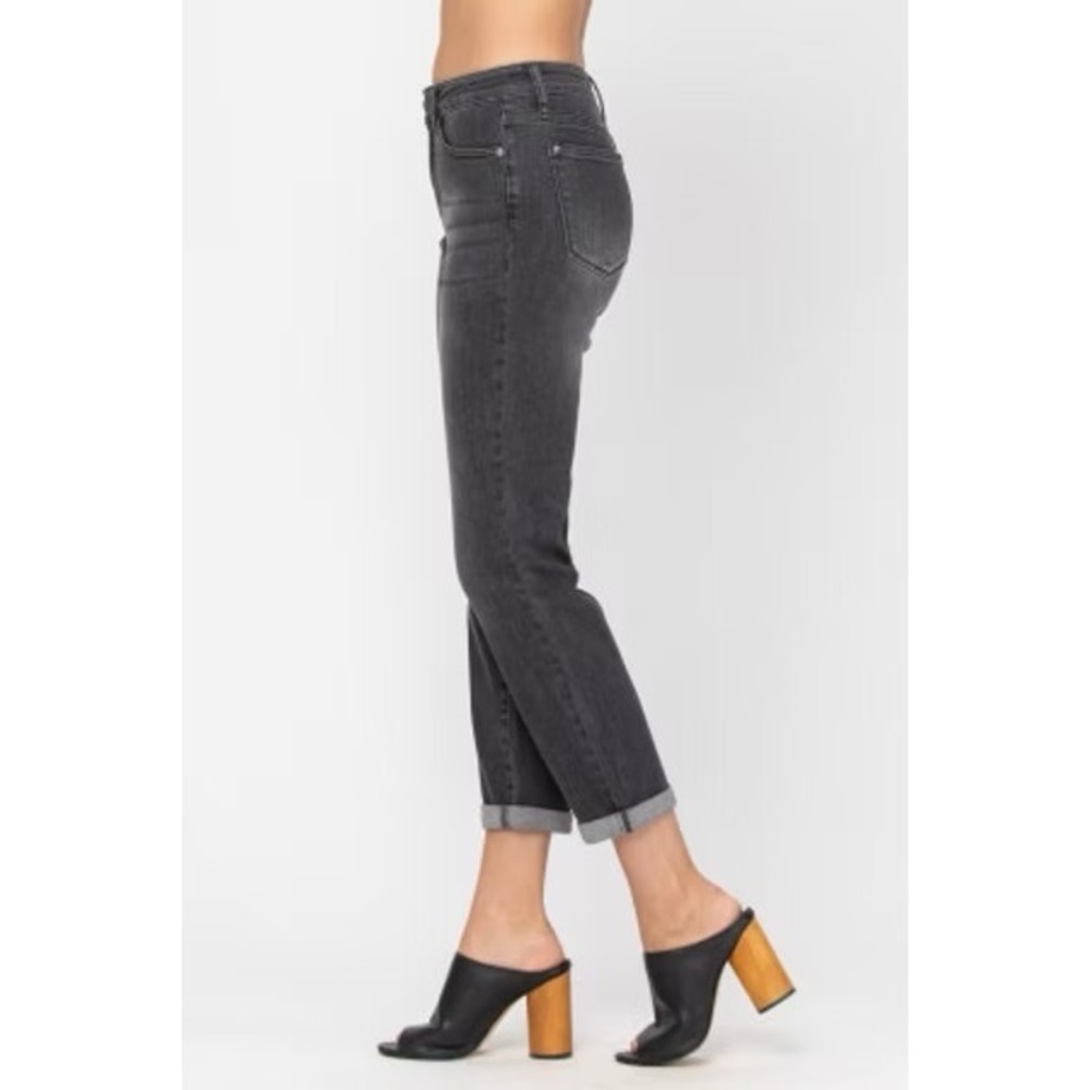Judy Blue Boyfriend Jeans Size 7/28 Gray Wash Denim Cuffed Ankle Casual JB88130 - Picture 3 of 14